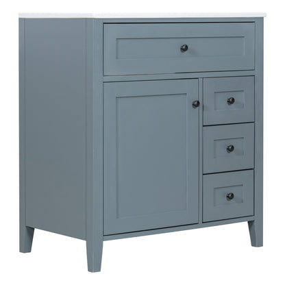 Bathroom Vanity With Sink, 3 Drawers And Adjustable Shelf