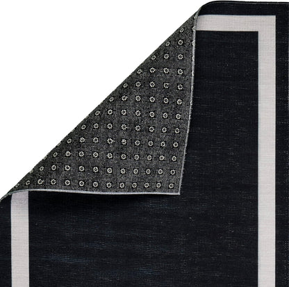Playa Rug Machine Washable Area Rug With Non Slip Backing - Stain Resistant - Eco Friendly - Family and Pet Friendly - Everest Geometric Modern Bordered Black&Creme Design