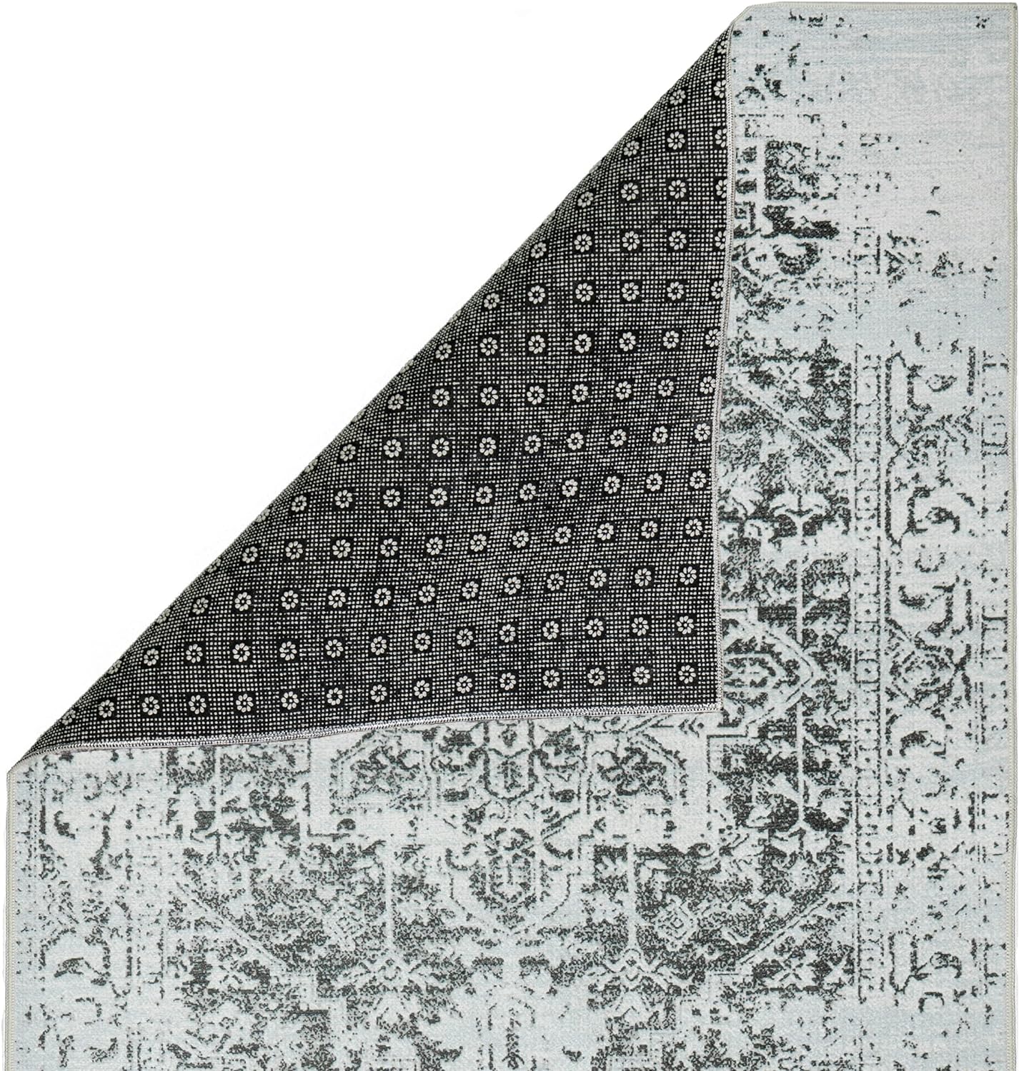 Playa Rug Machine Washable Area Rug With Non Slip Backing - Stain Resistant - Eco Friendly - Family and Pet Friendly - Himalayas Traditional Floral Abstract Green&Creme Design
