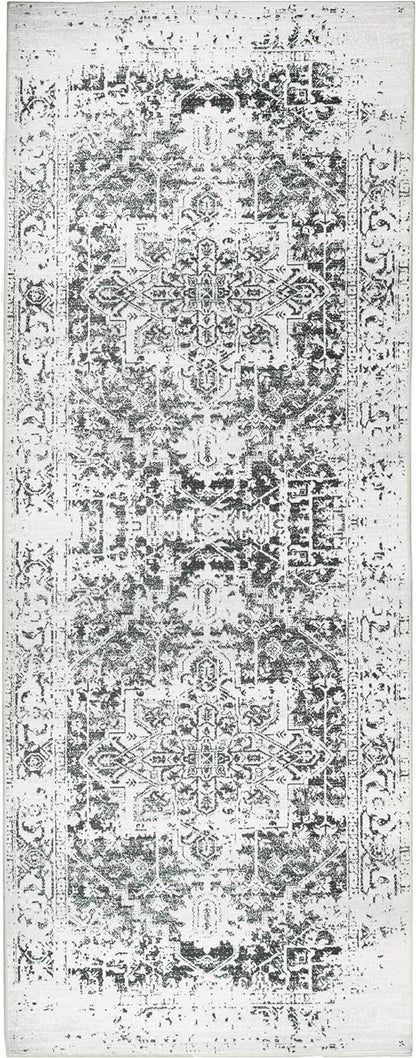 Playa Rug Machine Washable Area Rug With Non Slip Backing - Stain Resistant - Eco Friendly - Family and Pet Friendly - Himalayas Traditional Floral Abstract Green&Creme Design