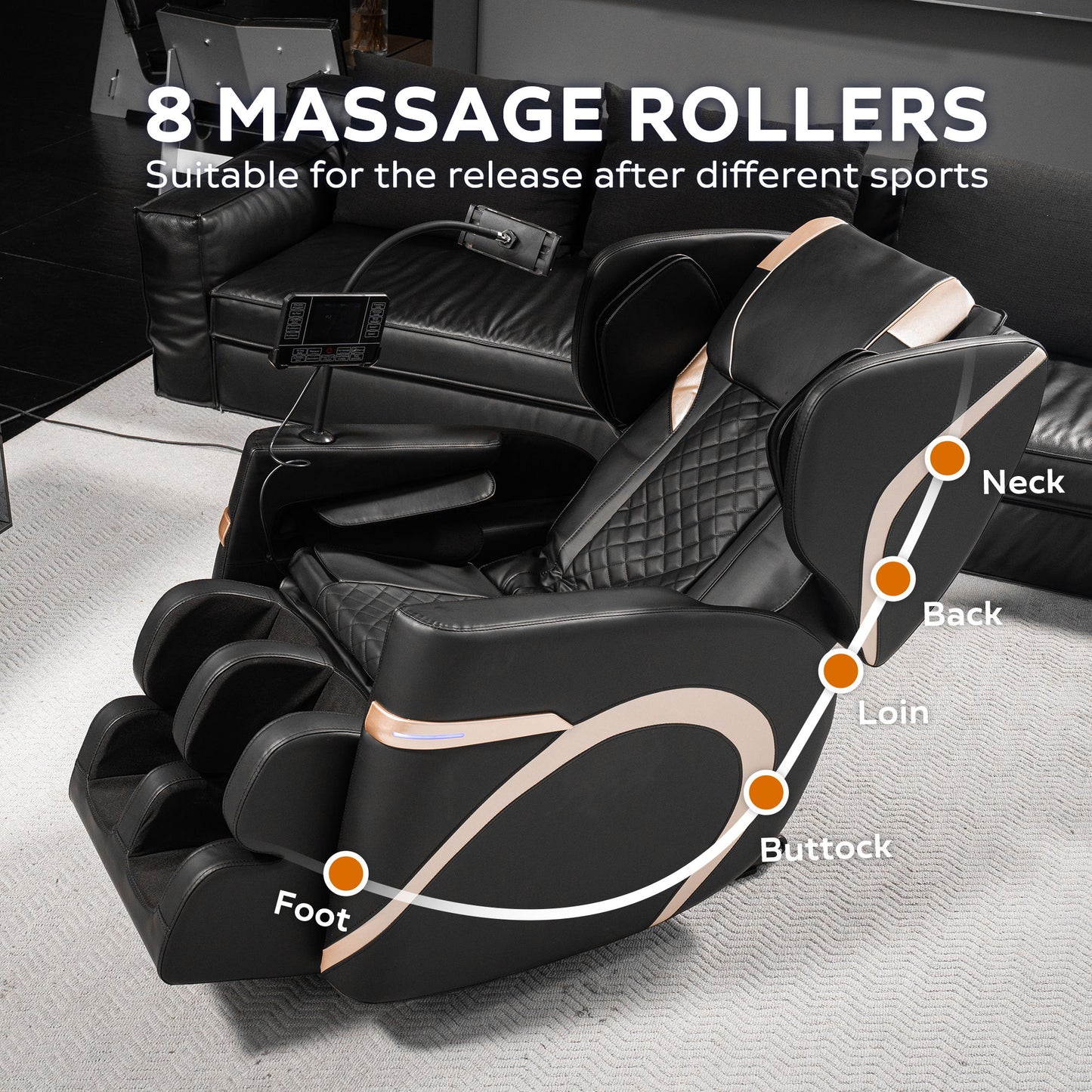 Massage Chair Recliner & Zero Gravity, Full Body Air Pressure - Black