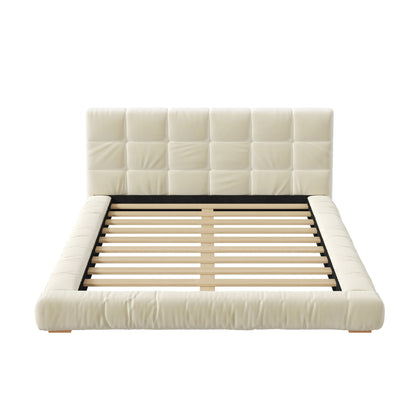 Upholstered Platform Bed Frame With Tufted Headboard