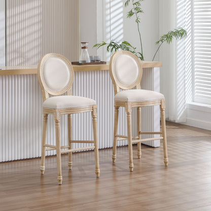 French Country Bar Chairs & Round Back (Set of 2)