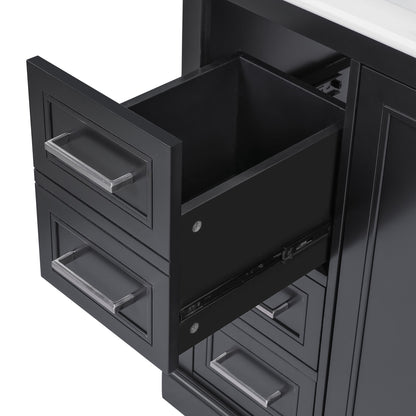 Bathroom Vanity With Sink, Soft Close Doors, Adjustable Shelf & 3 Drawers