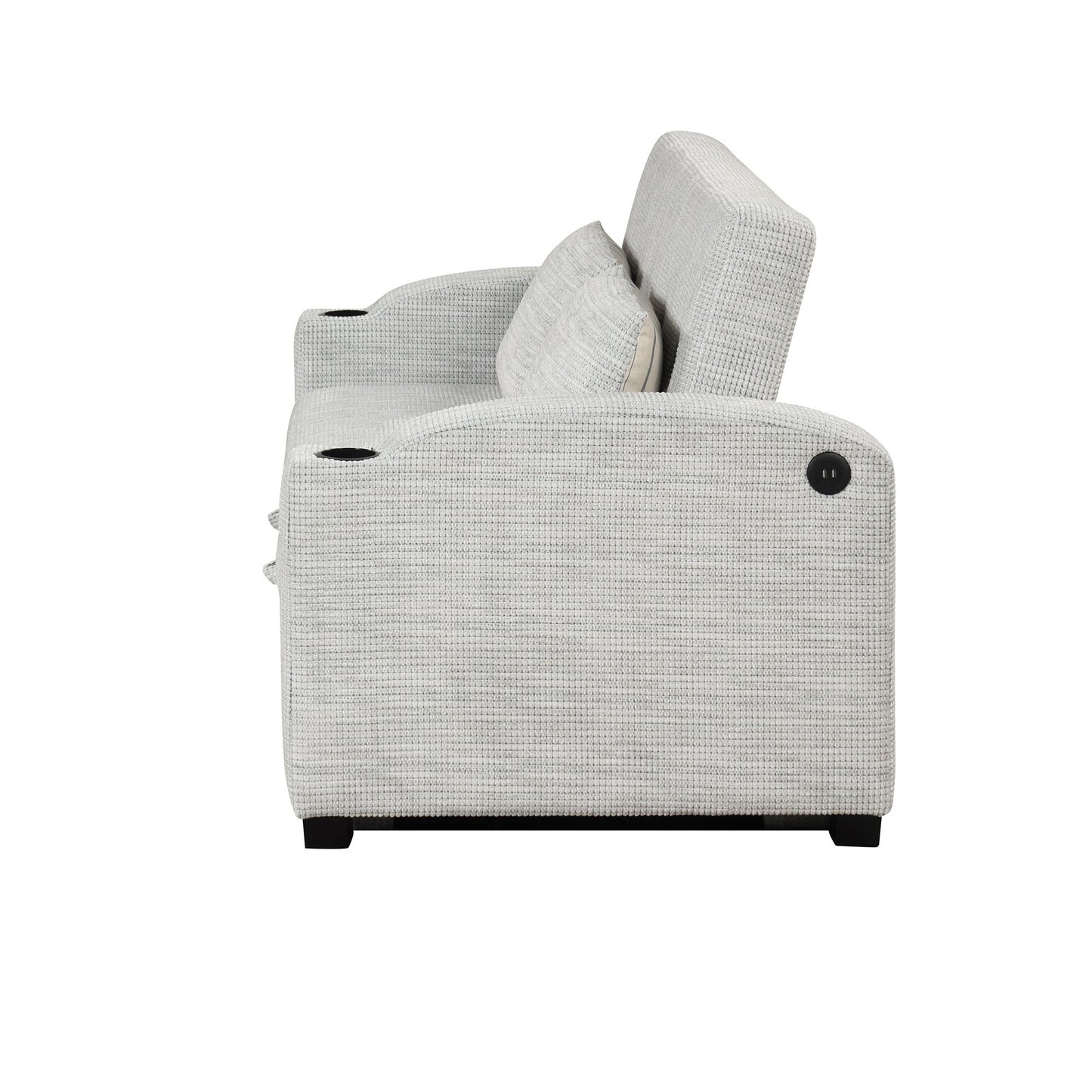 Pull Out Loveseat Sofa With Adjsutable Backrest, 2 Pillows, Cup Holders, USB Ports For Living Room