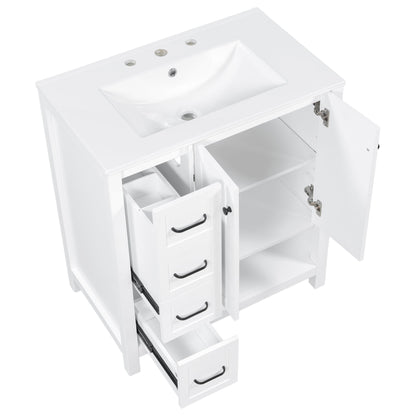 Bathroom Vanity With Sink Top, Bathroom Vanity Cabinet With 2 Doors And 2 Drawers, Open Shelf