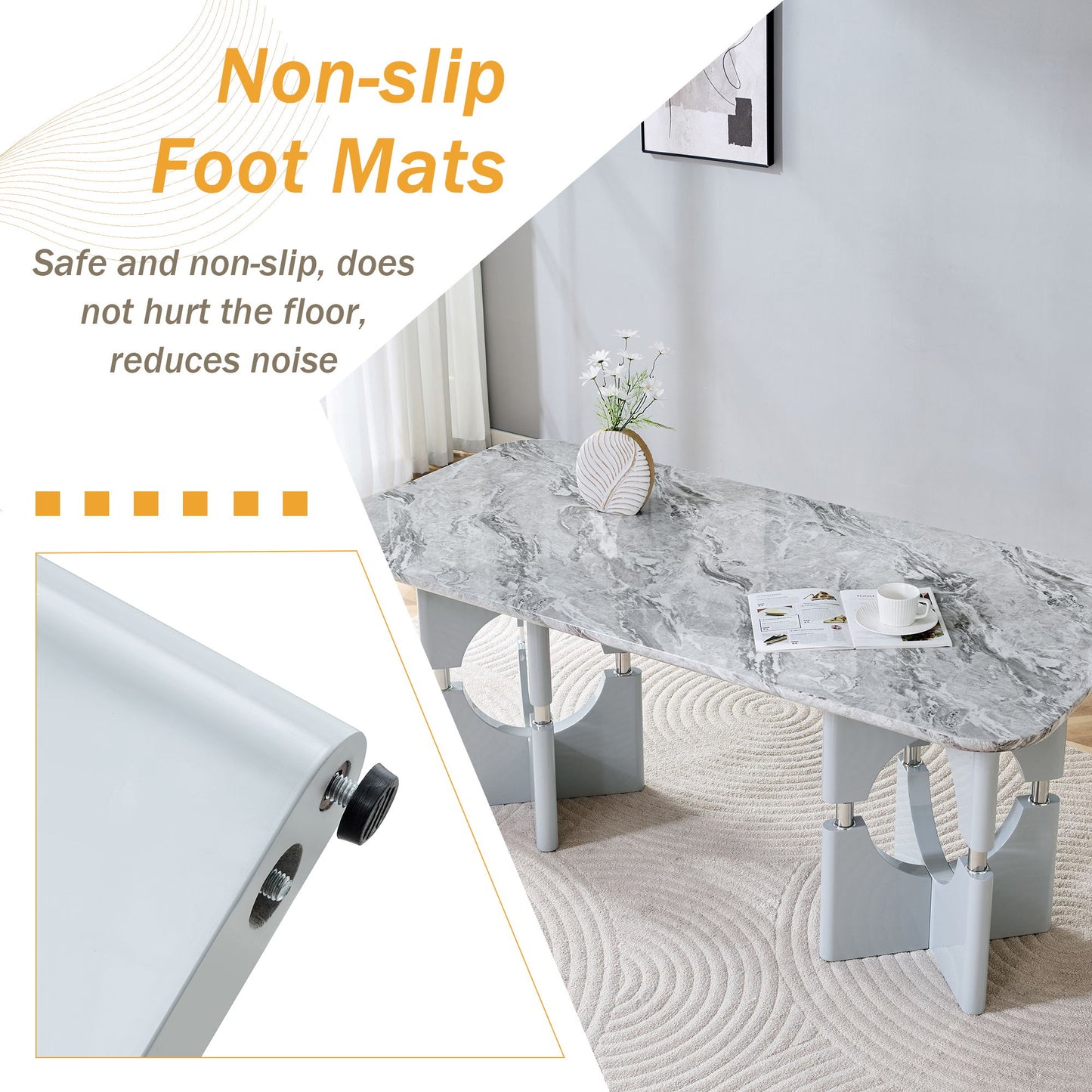 Modern Dining Table With Sleek Hollow-Out Frame And Accents