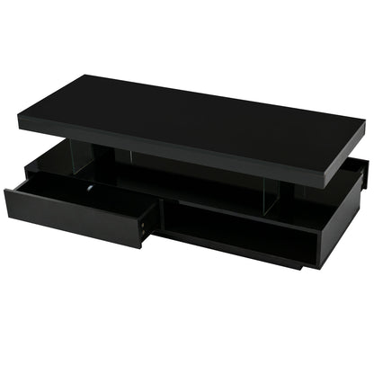LED Coffee Table With 2 Drawers And Display Shelves