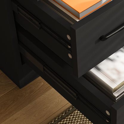 Computer Desk With 4 In 1 Socket & 3 Drawers, 4 Tier Shelves