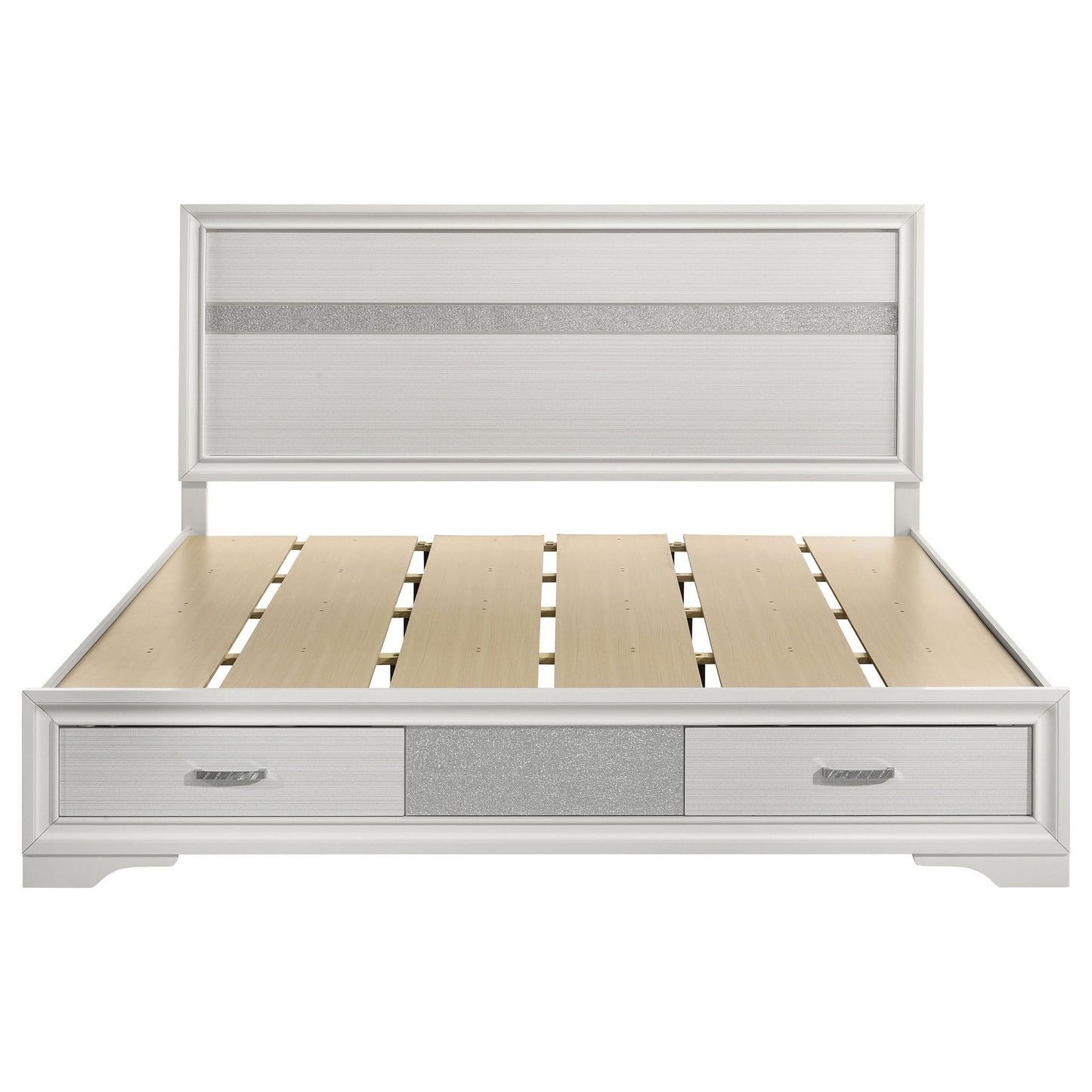 California King Storage Platform Bed With 2 Drawer - White