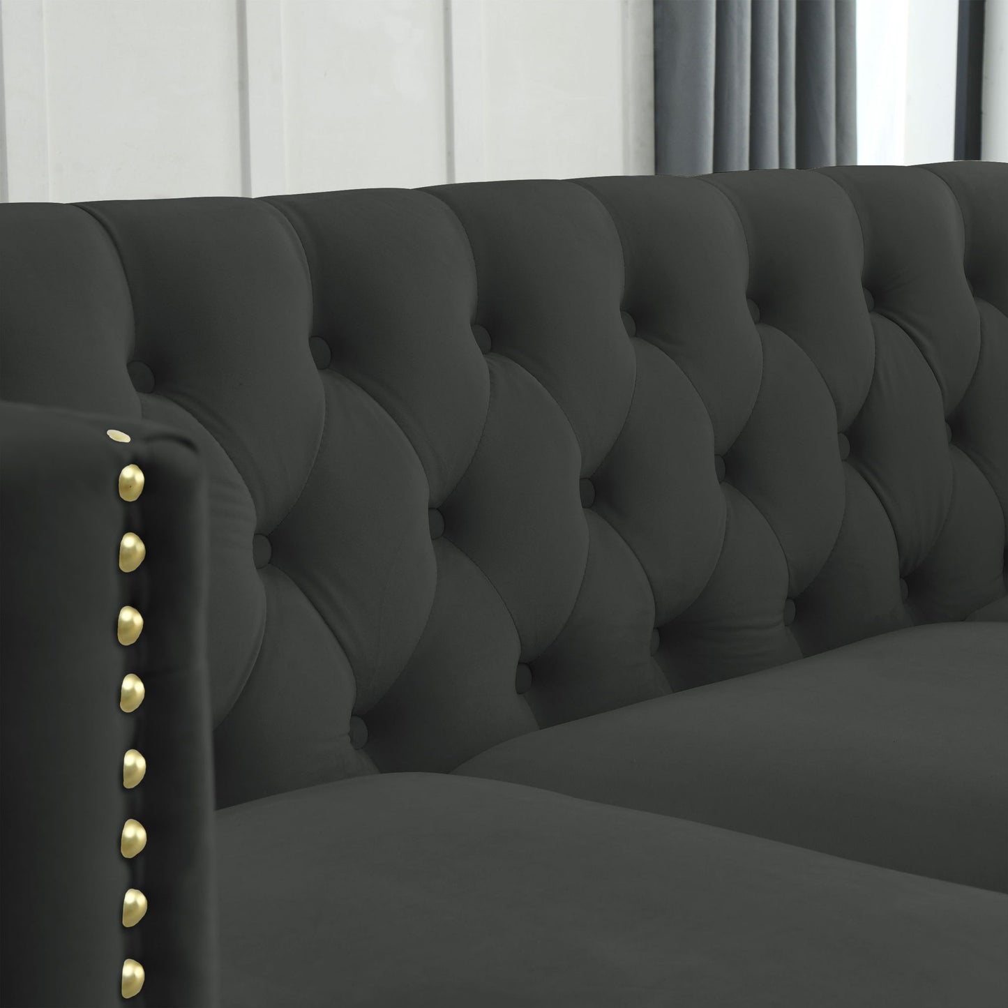 Modern Sofa With Button Tufting, Upholstered Couch For Living Room
