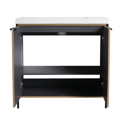 Modern Freestanding Bathroom Vanity With Resin Sink & Soft Close Cabinet Doors