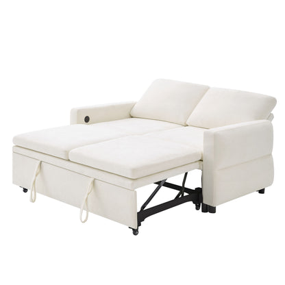 Convertible Sofa Bed Loveseat With Adjustable Backrest And USB Ports