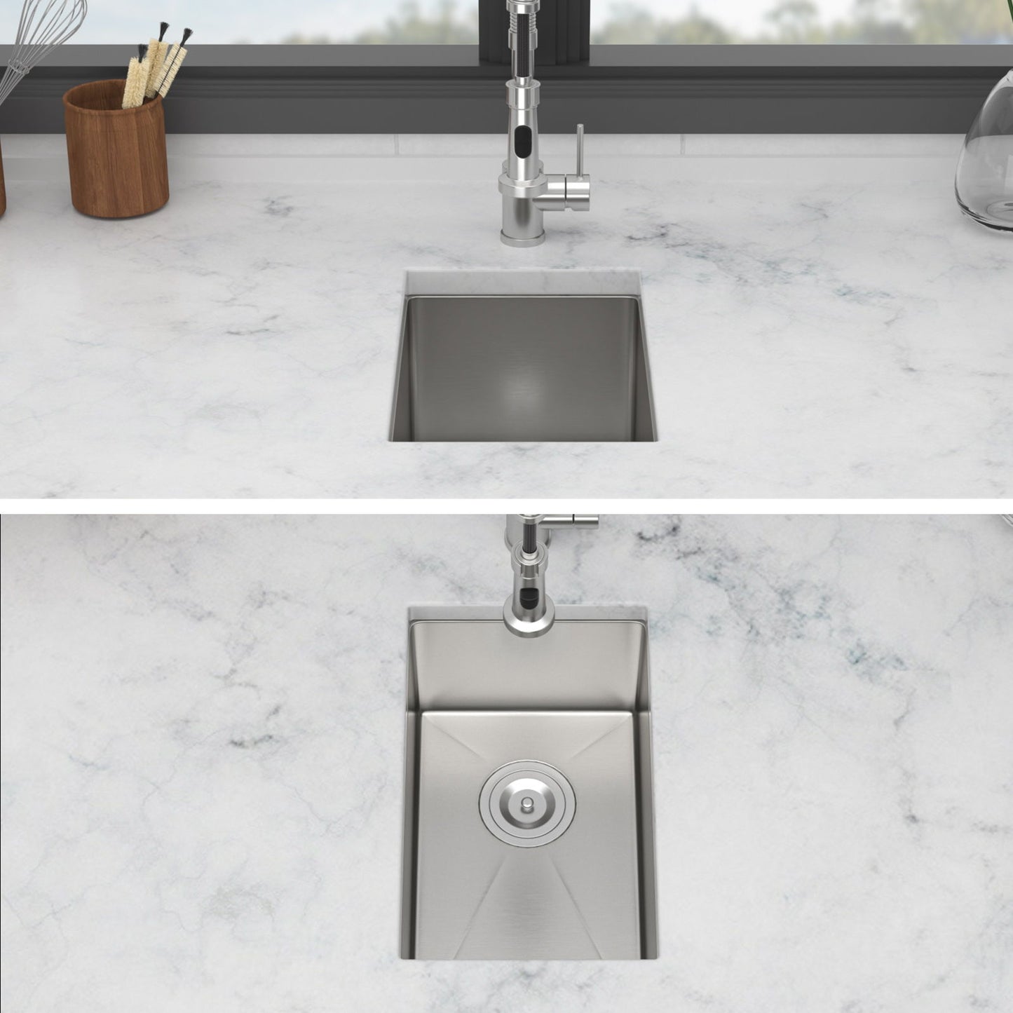 Undermount Steel Kitchen Sink, Deep Single Bowl Basin