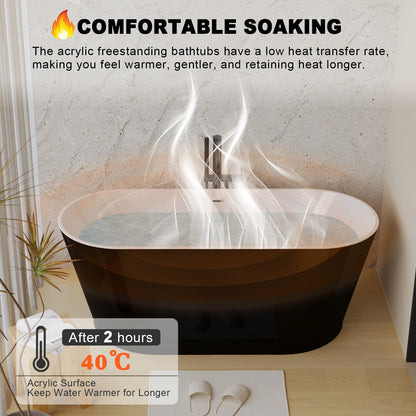 Glossy Freestanding Bathtub With Toe Tap Drain