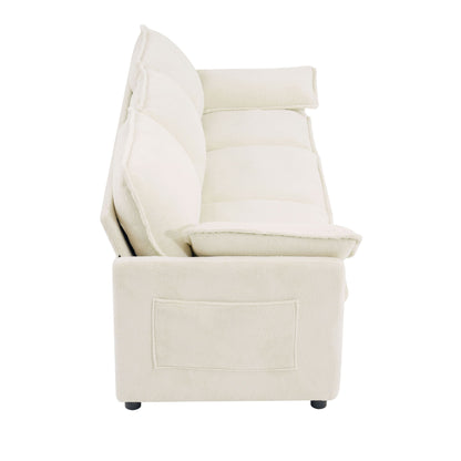 Modern 3 Seater Sofa With Side Storage Pockets For Living Room