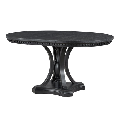 5 Piece Dining Set Extendable Round Table And 4 Chairs - Black / Oak