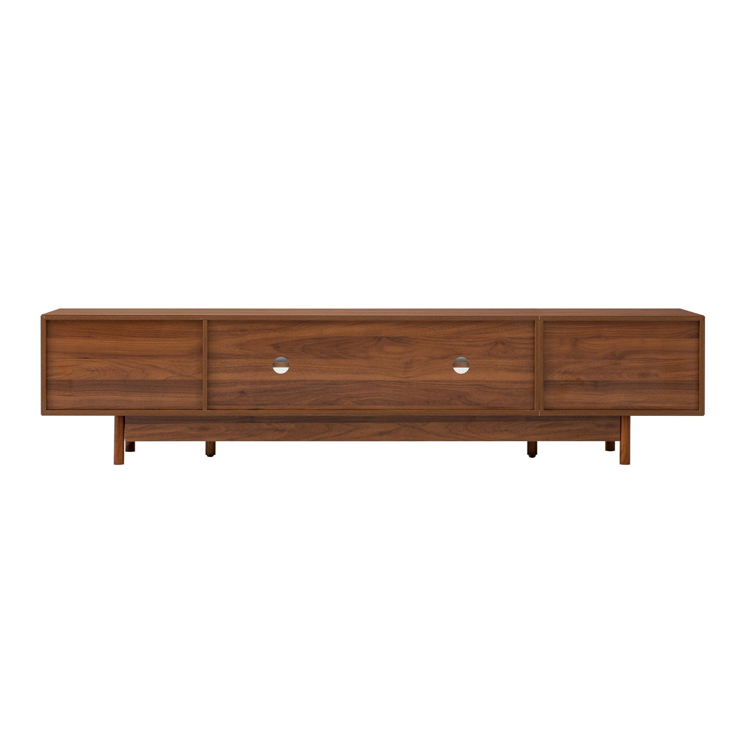 Modern TV Stand With Fluted Glass Doors & 2 Drawers