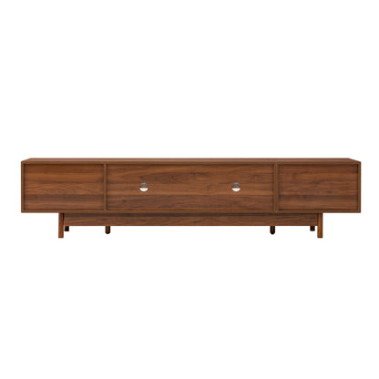 Modern TV Stand With Fluted Glass Doors & 2 Drawers