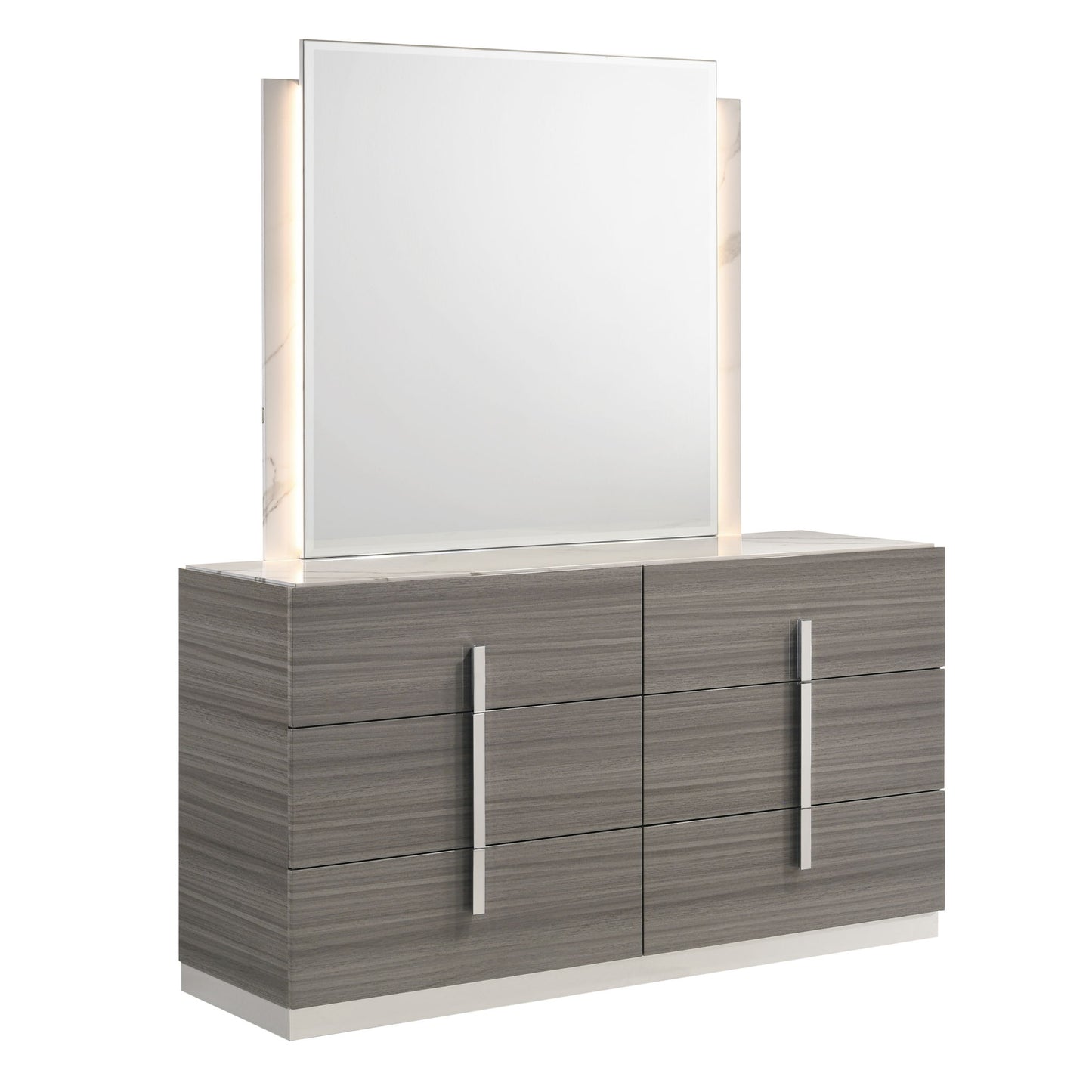 Altima - LED Dresser Mirror With Integrated Vertical Light Strips (Dresser Not Included) - Gray