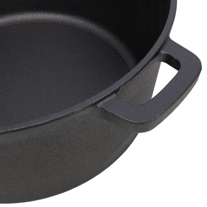2 In 1 Pre-Seasoned Cast I Dutch Oven With Dual Handles, 5 Quart - Black