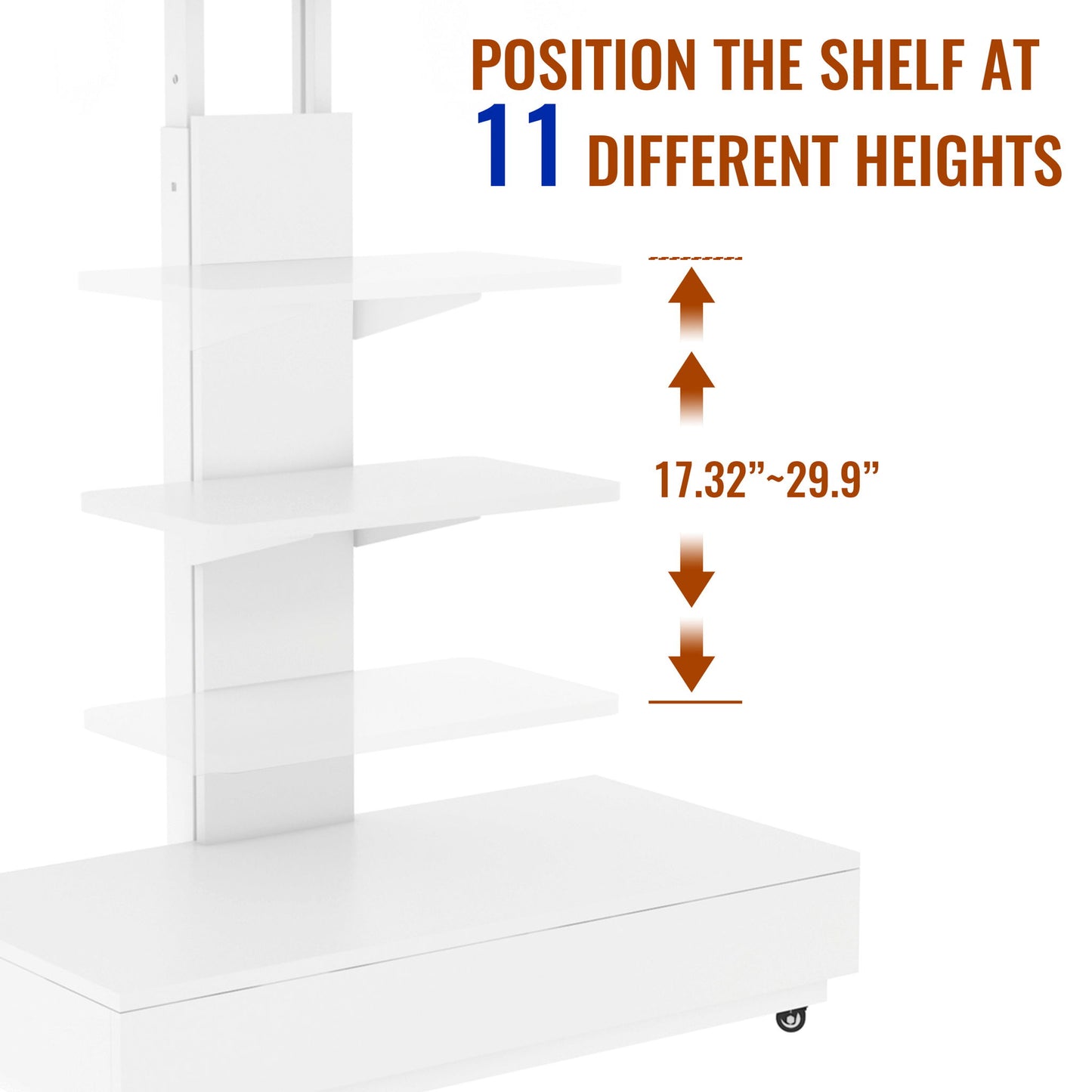 Adjustable Height Mobile TV Cart
