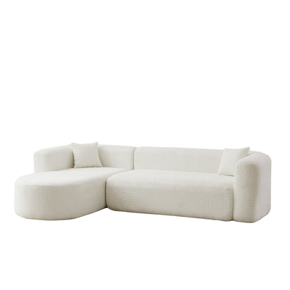 L - Shape Boneless Cloud Couch With 2 Throw Pillows For Living Room