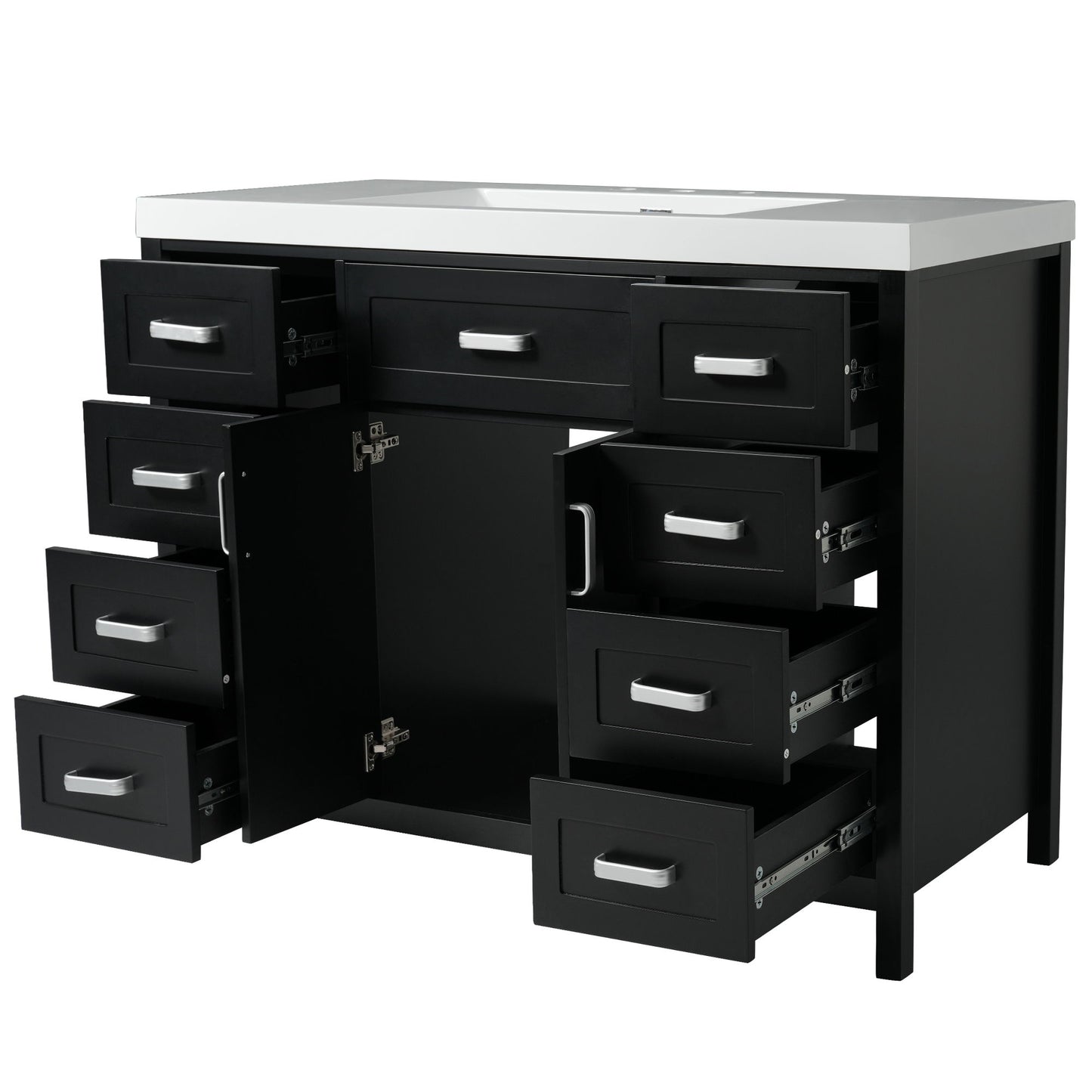 Bathroom Vanity With Sink, 2 Doors 8 Drawers, Soft Close System, Classic Design