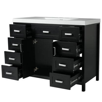 Bathroom Vanity With Sink, 2 Doors 8 Drawers, Soft Close System, Classic Design