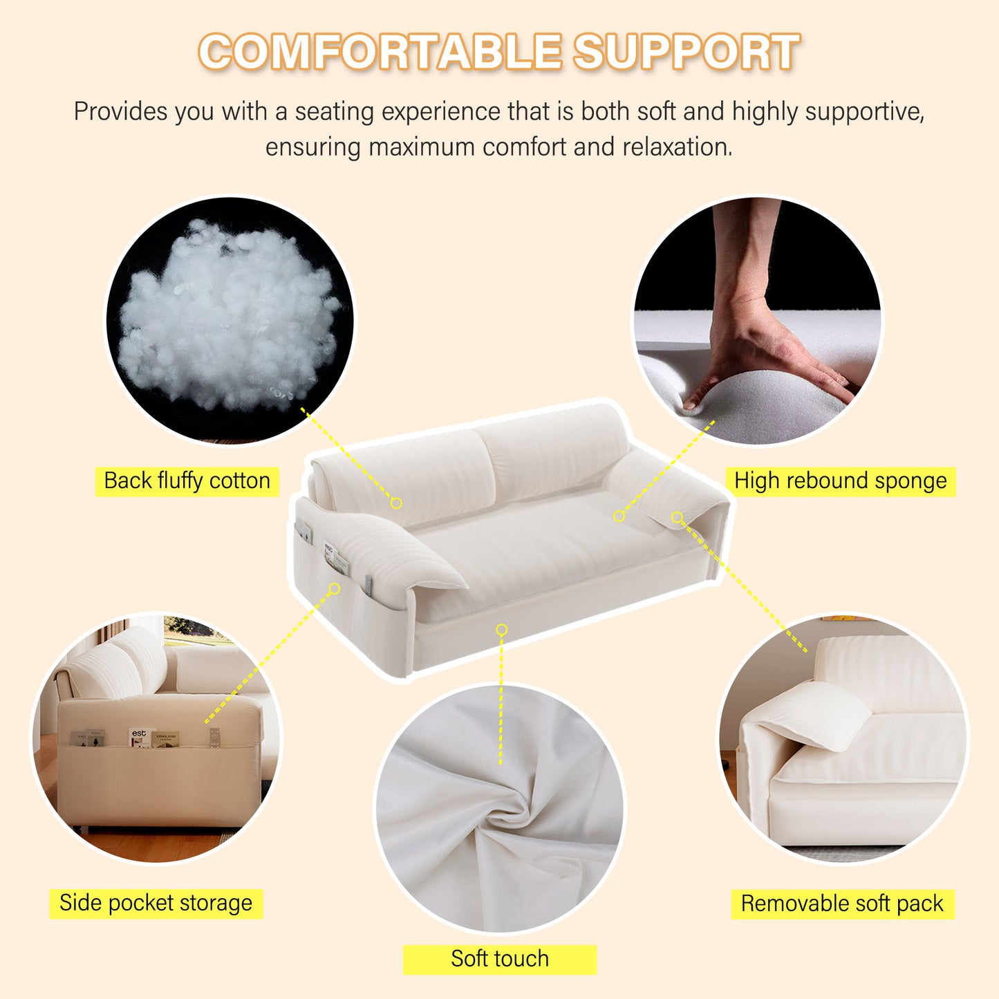 Queen Pull Out Sofa Bed With Side Storage