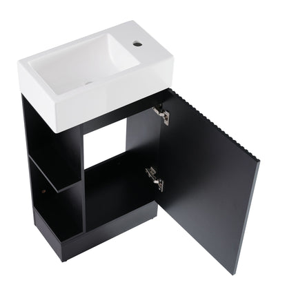 Modern Bathroom Vanity With Sink And 2 Tier Shelf