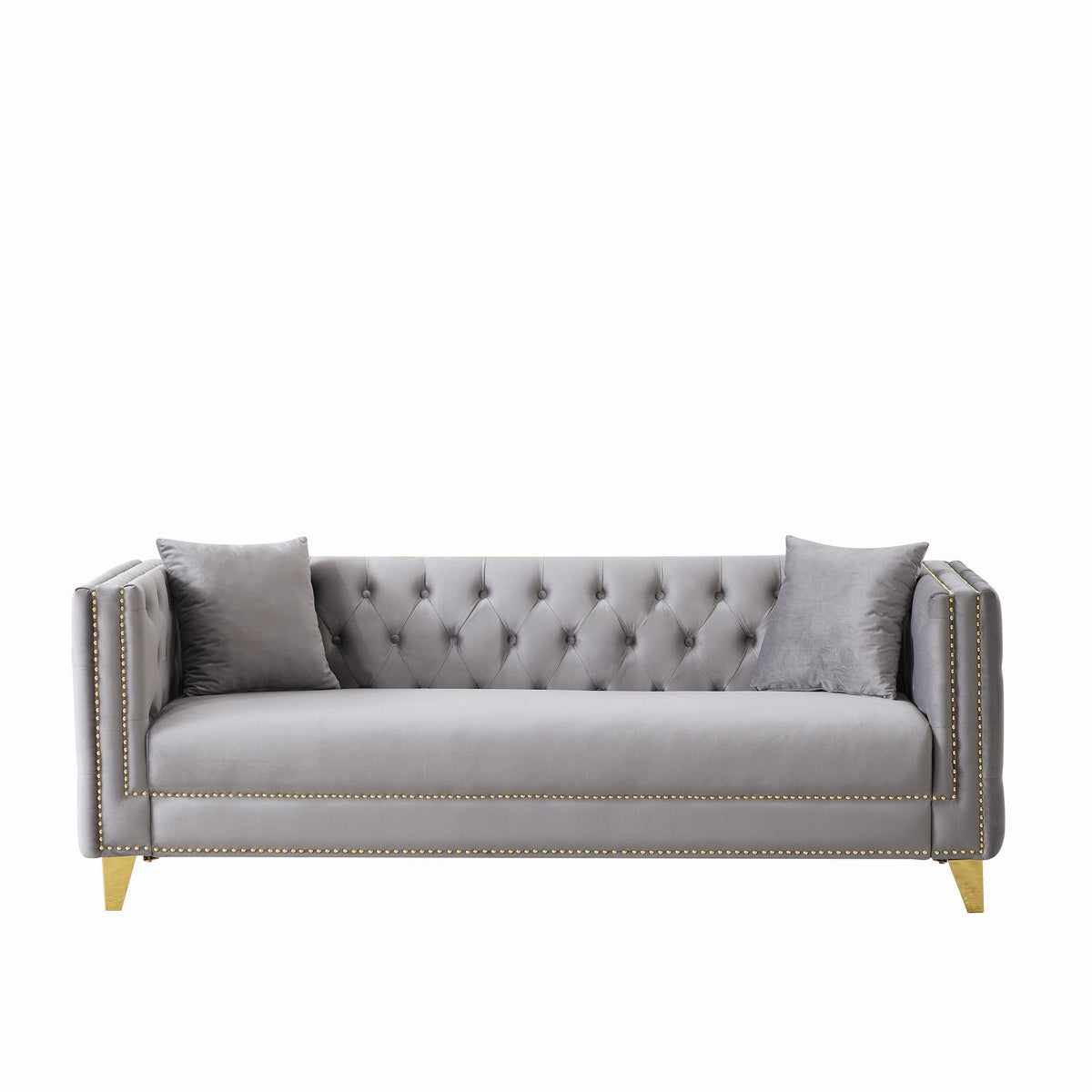 Deep Seat Sofa With Button Nailhead, Square Arm Couches