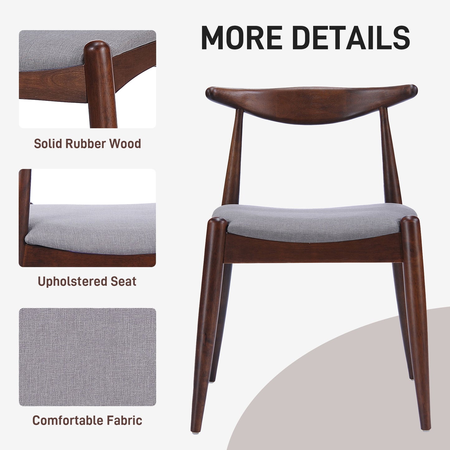 Dining Chairs With Ergonomic Backrest & Comfort Cushions (Set of 2)