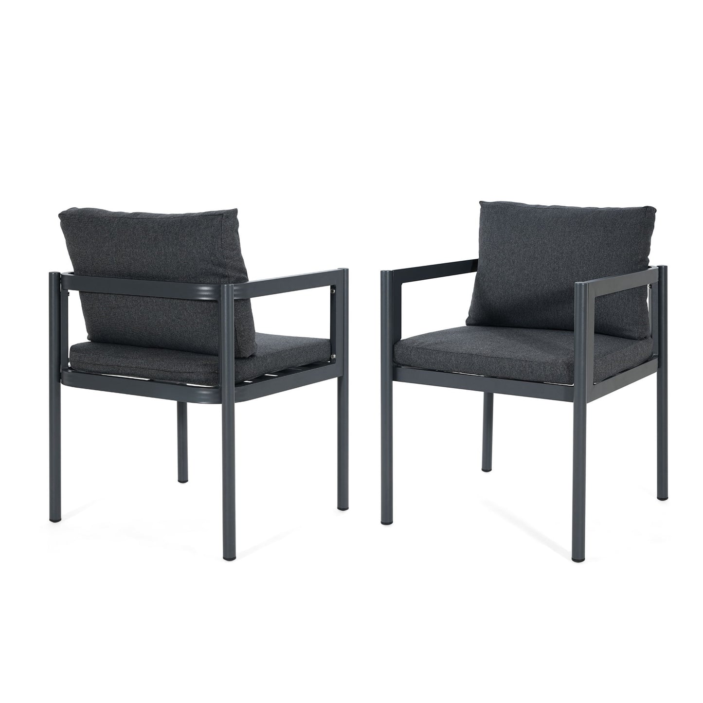 5 Piece Outdoor Patio Dining Set With Table, Chairs With Cushions - Gray / Light Teak
