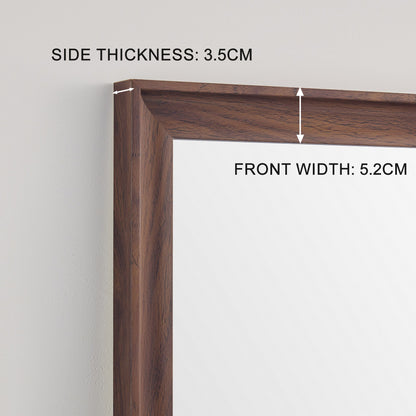 Vintage Full Length Mirror Wall Mounted With Faux Wooden Frame - Brown