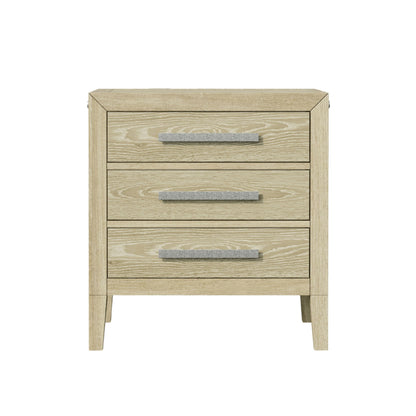 Adeline - 3 Drawers Nightstand With USB & LED Light - Natural Wood Wash