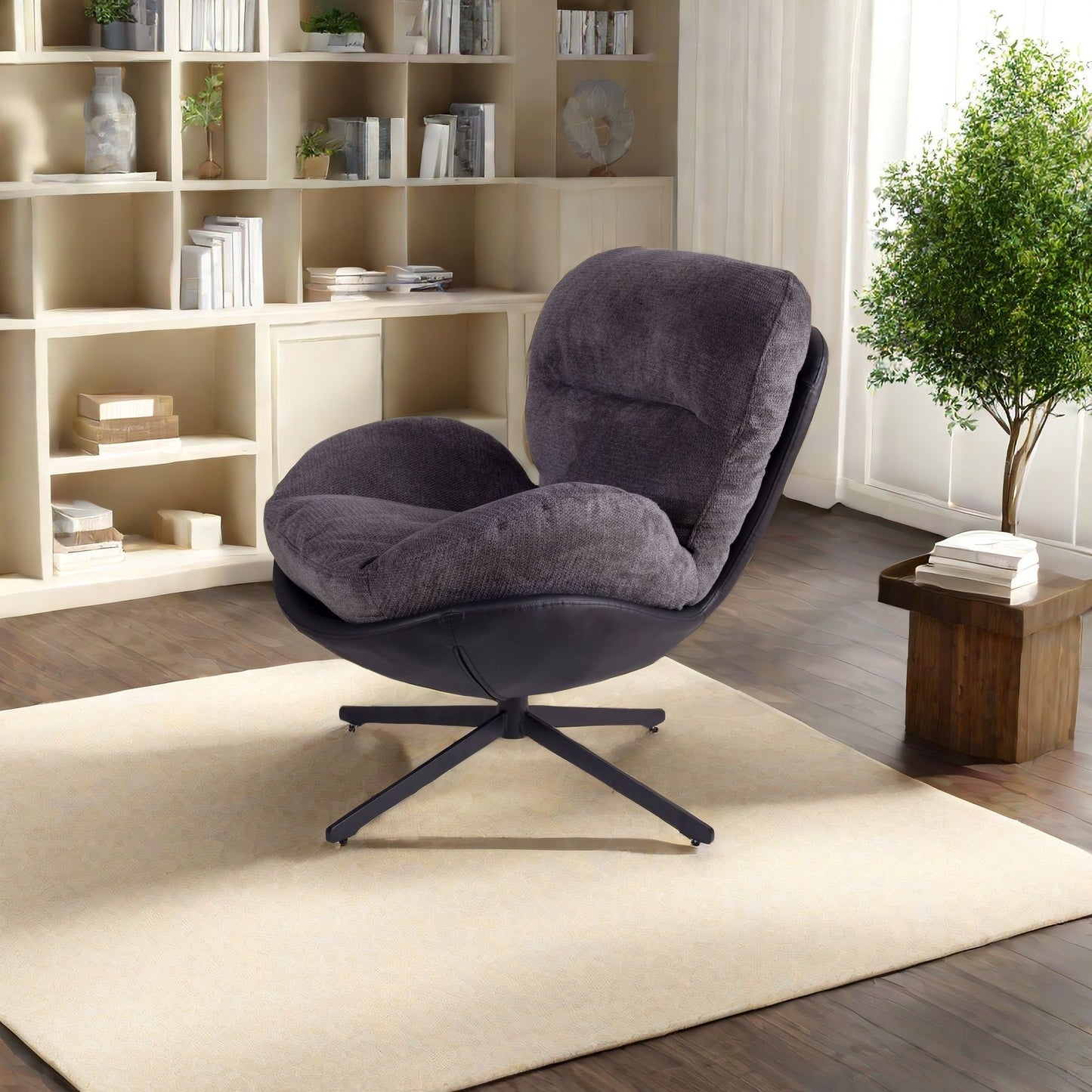 360° Swivel Office Chair, No Wheels