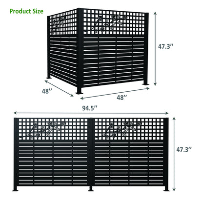 2 Panels Privacy Screen, Outdoor Privacy Panels, Trash Can Enclosure, Air Conditioner Fence - Black
