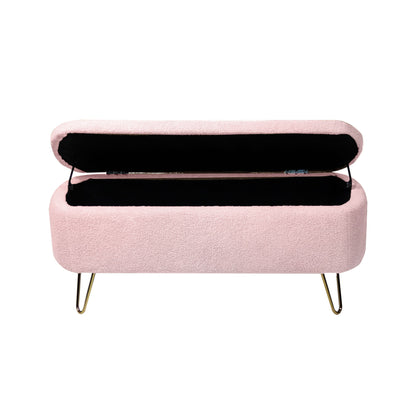 Storage Ottoman Bench For End Of Bed Legs, Modern Camel Faux Fur Entryway Bench Upholstered Padded With Storage For Living Room Bedroom