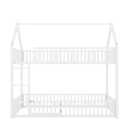 Metal House Bunk Bed With Fence And Door