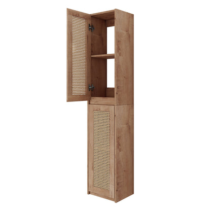 Modern Imitative Wall Mounted Bathroom Vanity With Resin Sink & 2 Side Cabinet, Soft Close Drawer - Imitative Oak