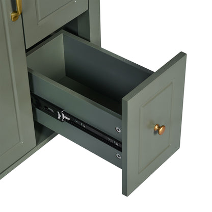 Elegant Bathroom Vanity With Ceramic Sink, Soft Close Doors And Drawers, Double Storage Racks