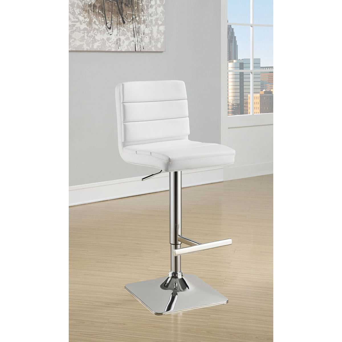 Fresco - Upholstered Adjustable Bar Stool (Set of 2) - White