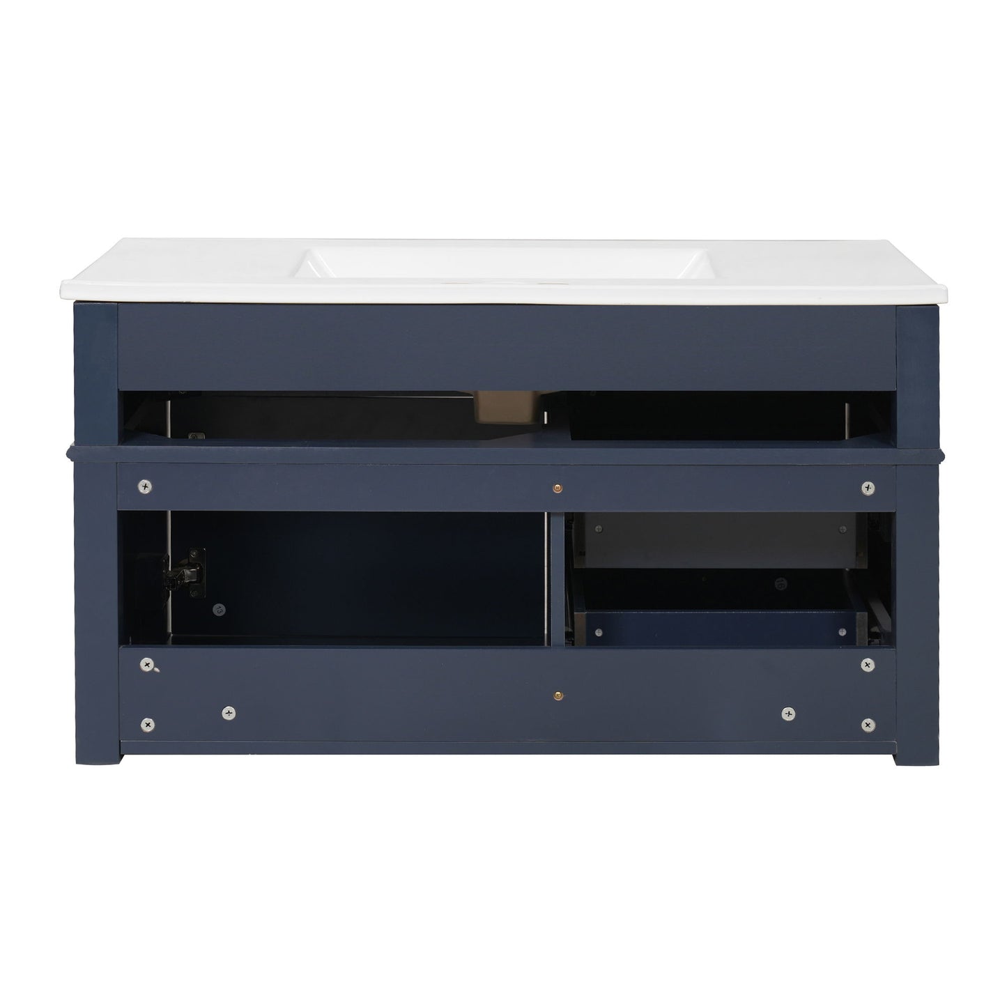 Modern Wall Mounted Floating Cabinet With Double Drawer And Sink