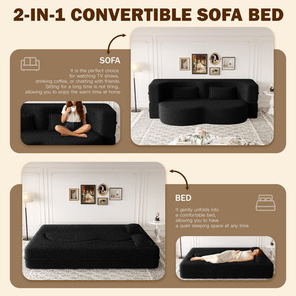 Modern Floor Sofa With 2 Pillows, Twin Size For Living Room
