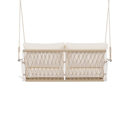 Outdoor Swing Sofa With Soft Cushions For Patio - Beige