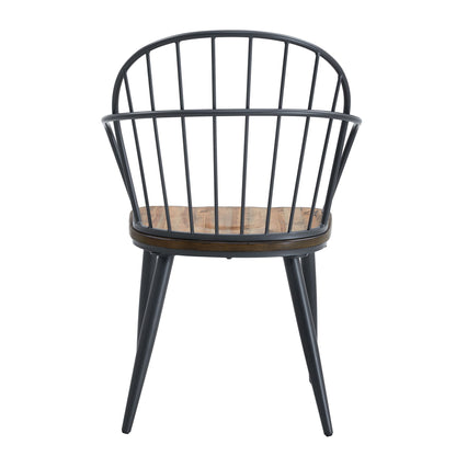 Industrial Inspired Indoor Dining Chair With Metal Legs And Birch (Set of 2) - Black / Natural