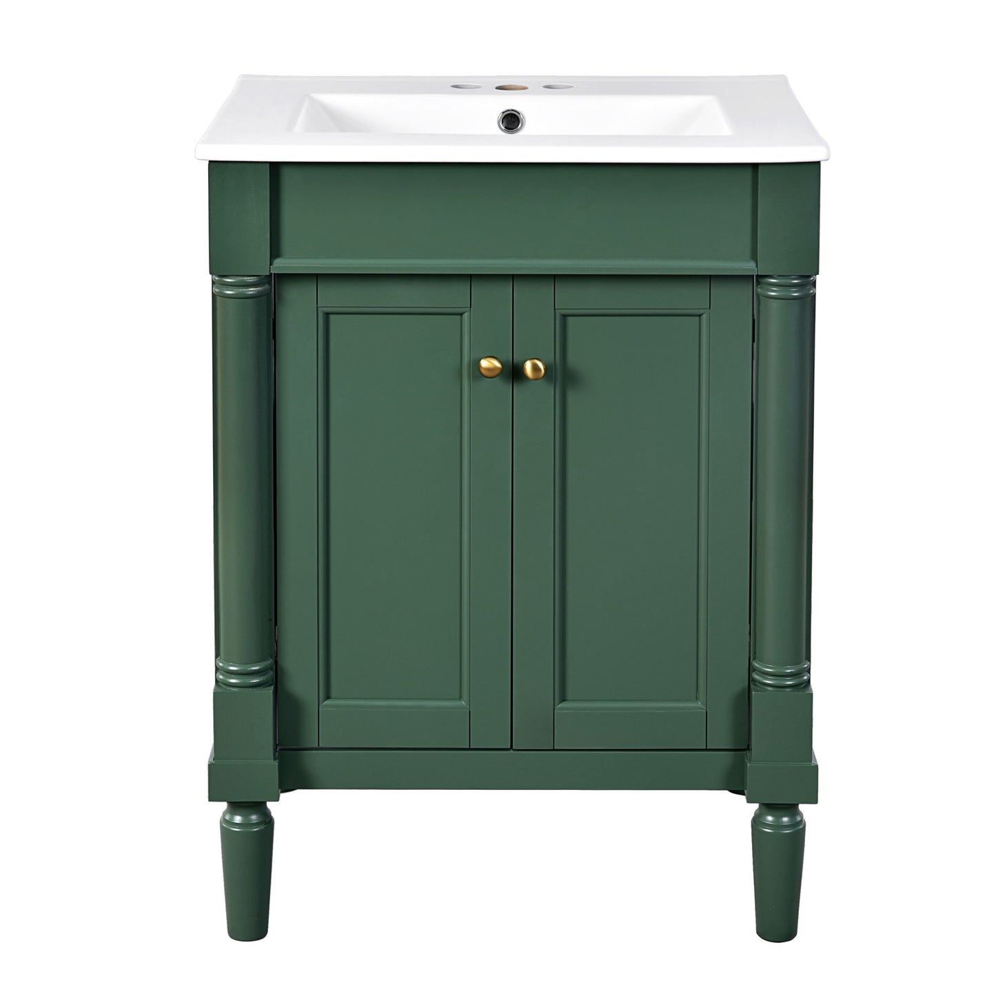 Bathroom Vanity With Top Sink, 2 Tier Storage Cabinet