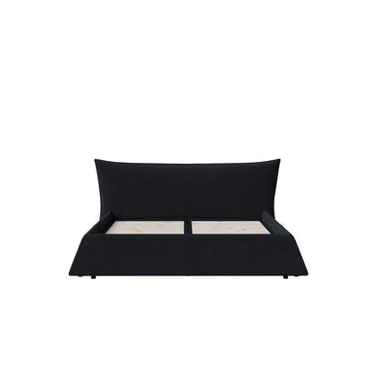 Upholstered Platform Bed With Special Shaped Headboard