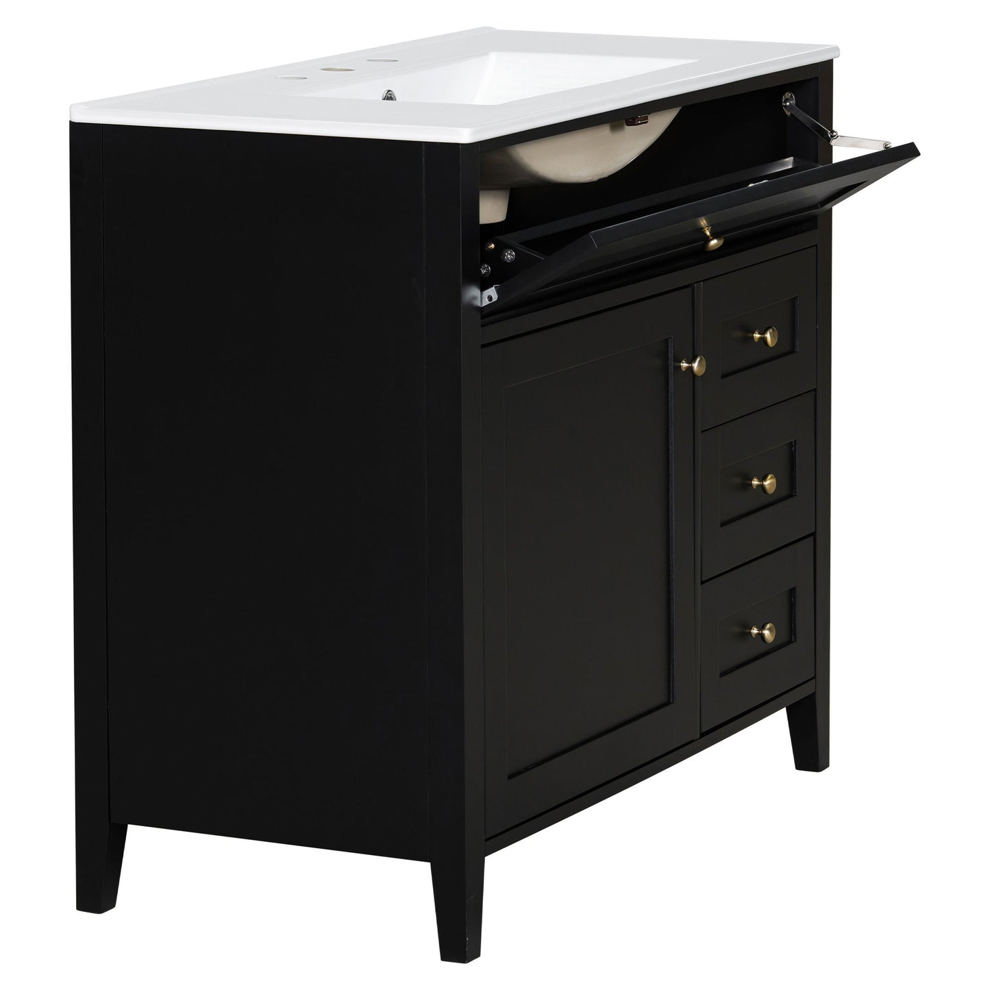 Bathroom Vanity With Sink, Cabinet With 3 Drawers And Adjustable Shelf